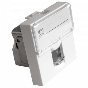 Вставка Mosaic 45x45, RJ-45 STP, кат.5e, со шторкой и увеличенным окном маркировки, белая